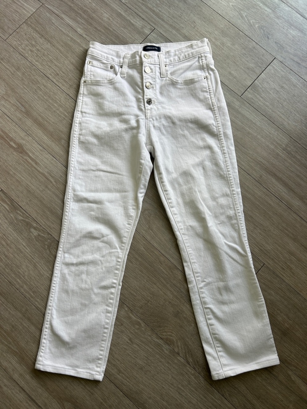 J. Crew White High-Rise Button-Fly Crop Jeans
